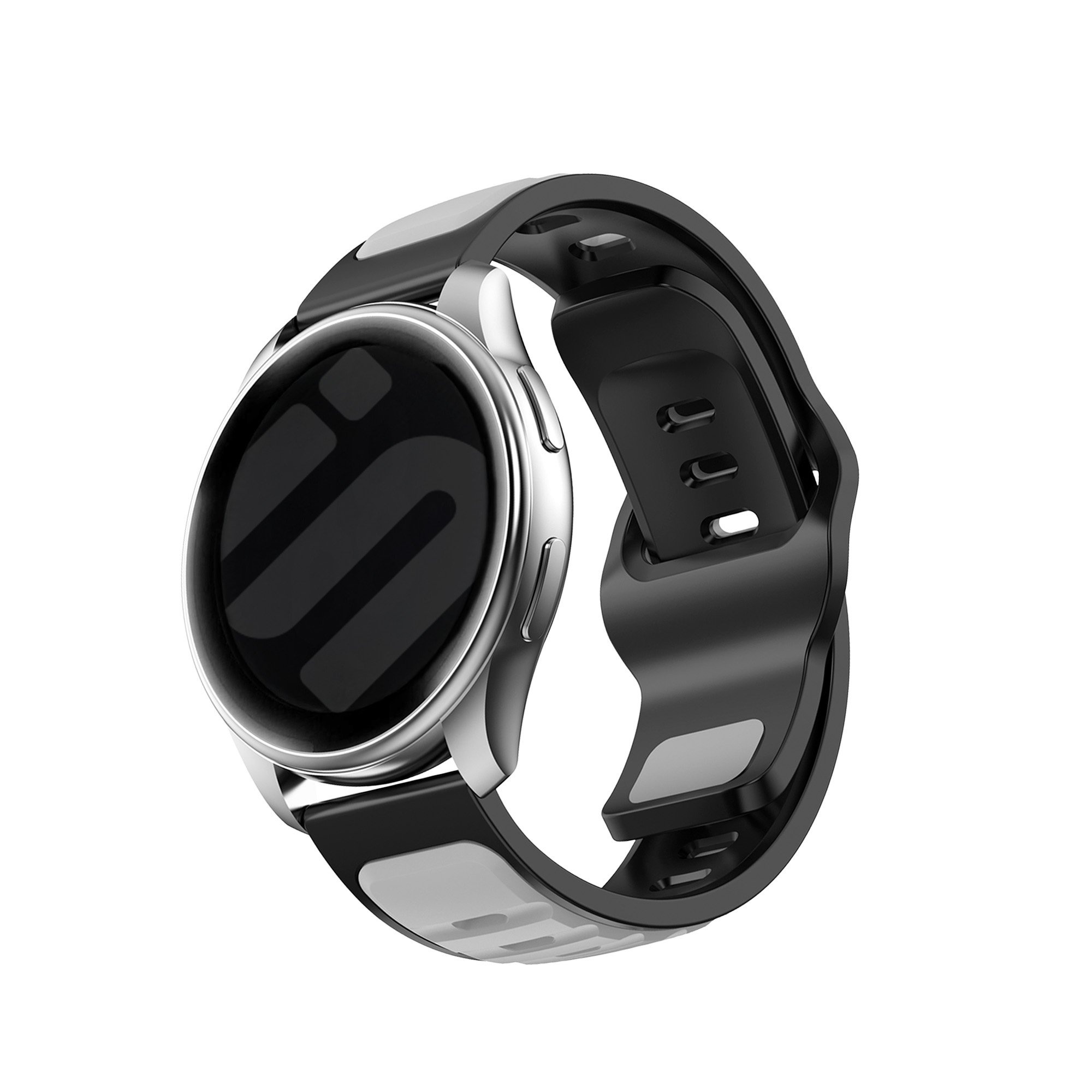 Strap-it Huawei Watch GT 2 42mm outdoor duo siliconen bandje (grijs/zwart)