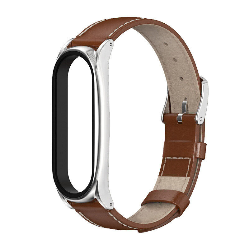 Strap-it Xiaomi Mi Band 6 bandje leer (bruin)