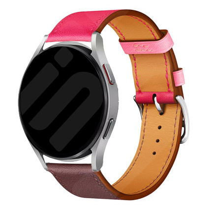 Strap-it Samsung Galaxy Watch FE leren bandje (knalroze/roodbruin)