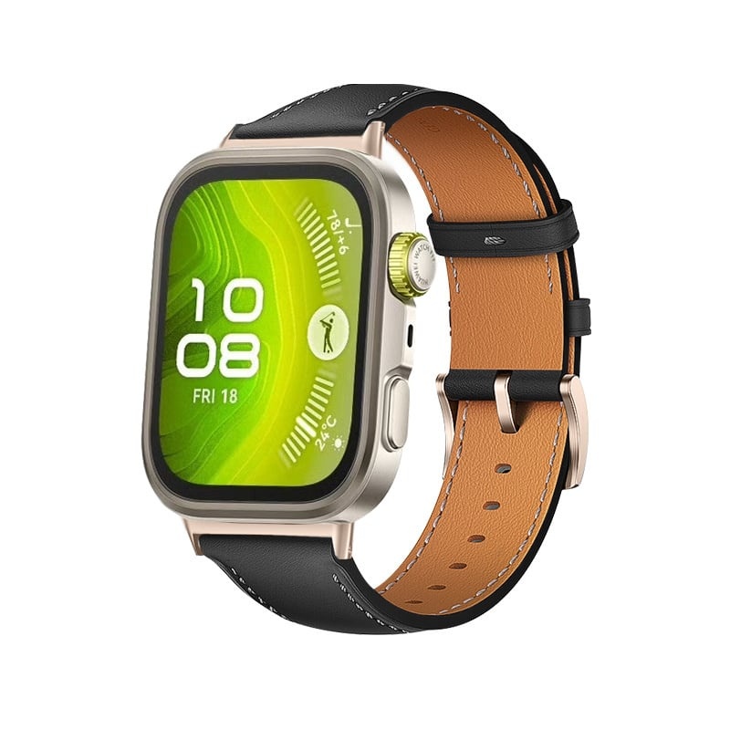 Strap-it Huawei Watch Fit 4 leren bandje (zwart)