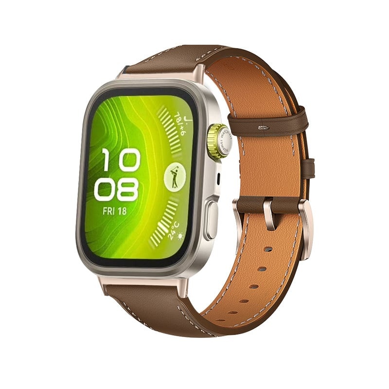 Strap-it Huawei Watch Fit 4 leren bandje (bruin)