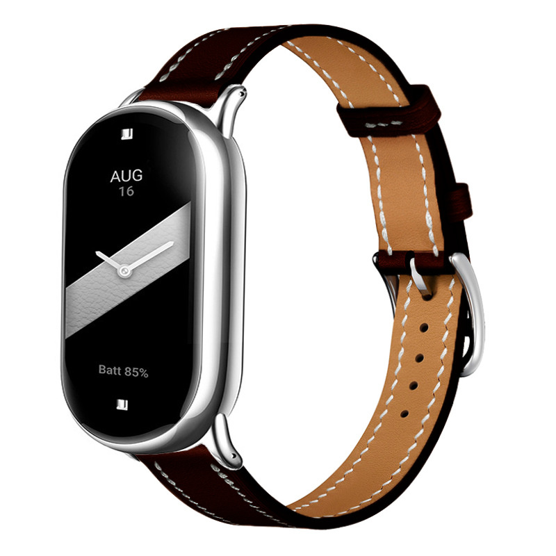 Strap-it Xiaomi Smart Band 8 leren bandje (zwart)