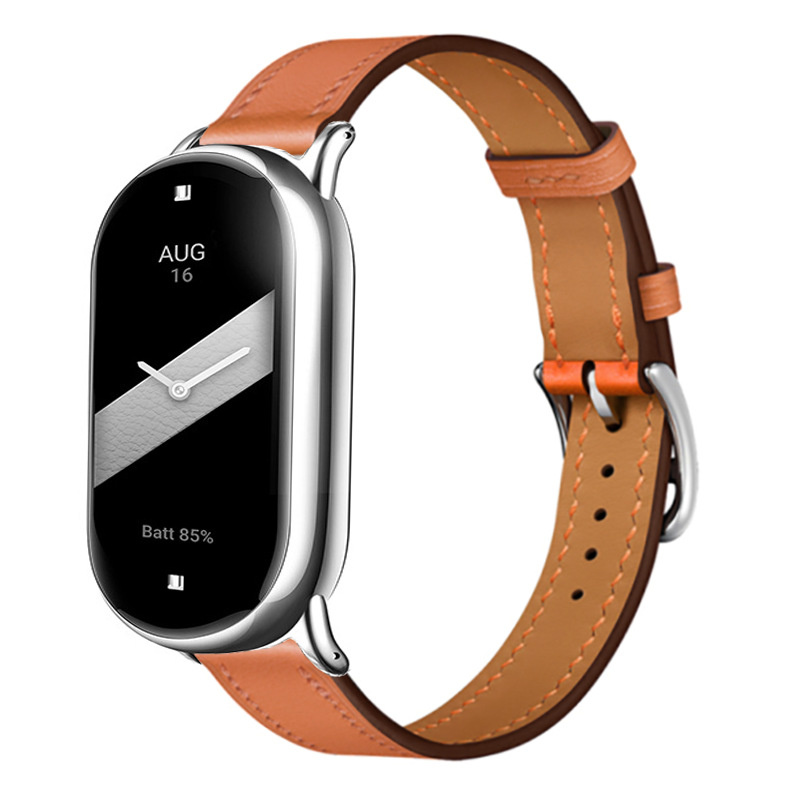 Strap-it Xiaomi Smart Band 8 leren bandje (bruin)