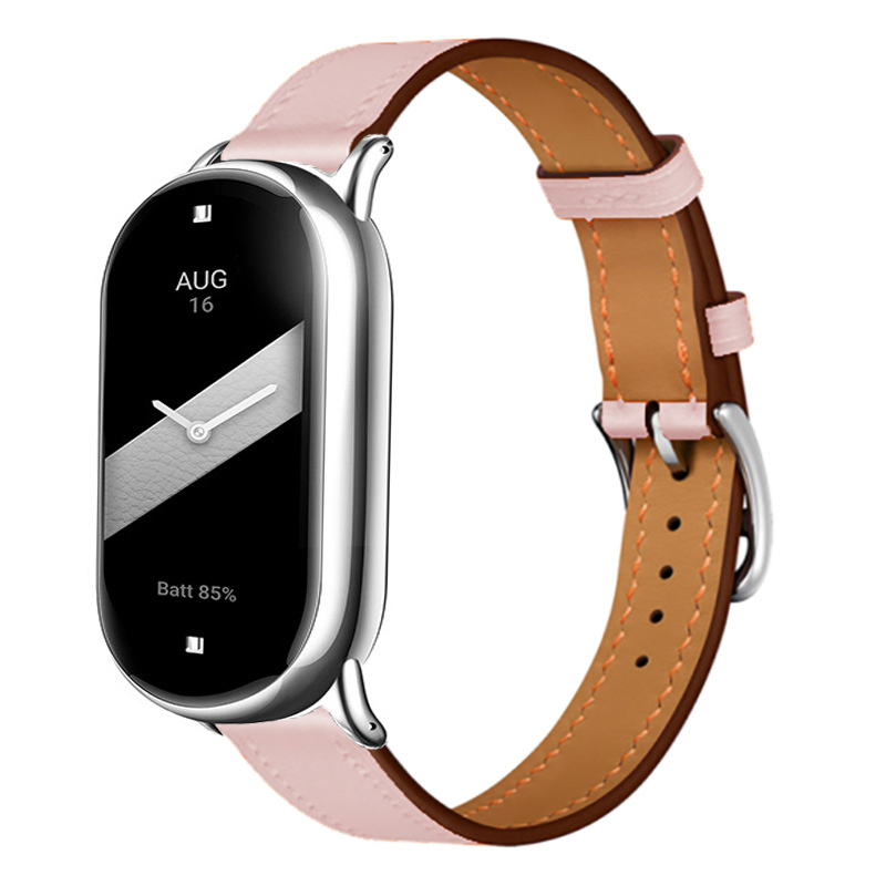 Strap-it Xiaomi Smart Band 10 leren bandje (roze)