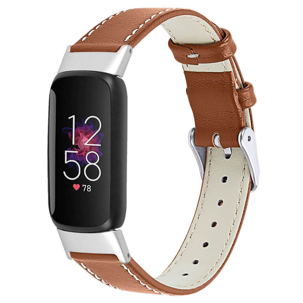 Strap-it Fitbit Luxe modern leren bandje (bruin)