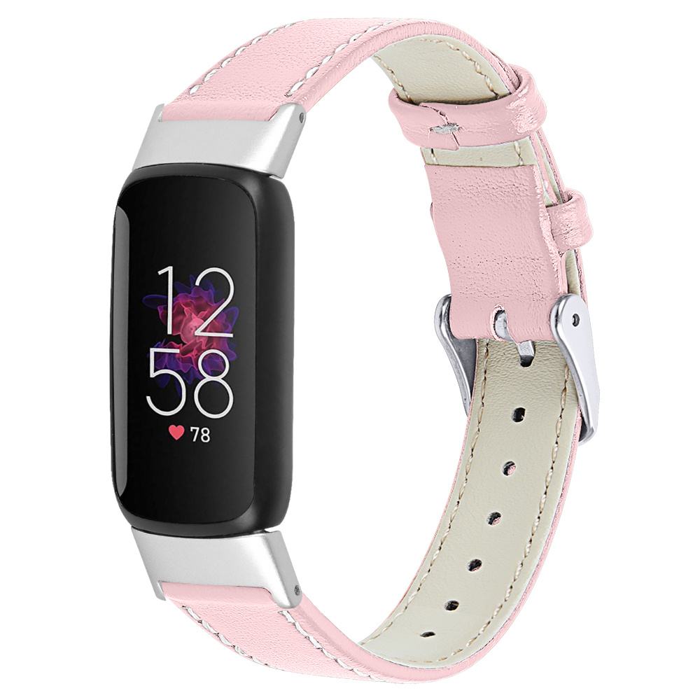 Strap-it Fitbit Luxe modern leren bandje (roze)