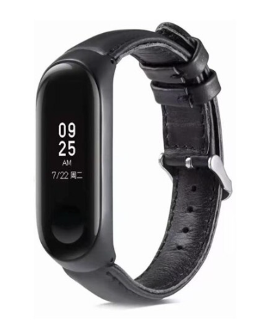 Strap-it Xiaomi Mi Band 3/4 leren bandje (zwart)