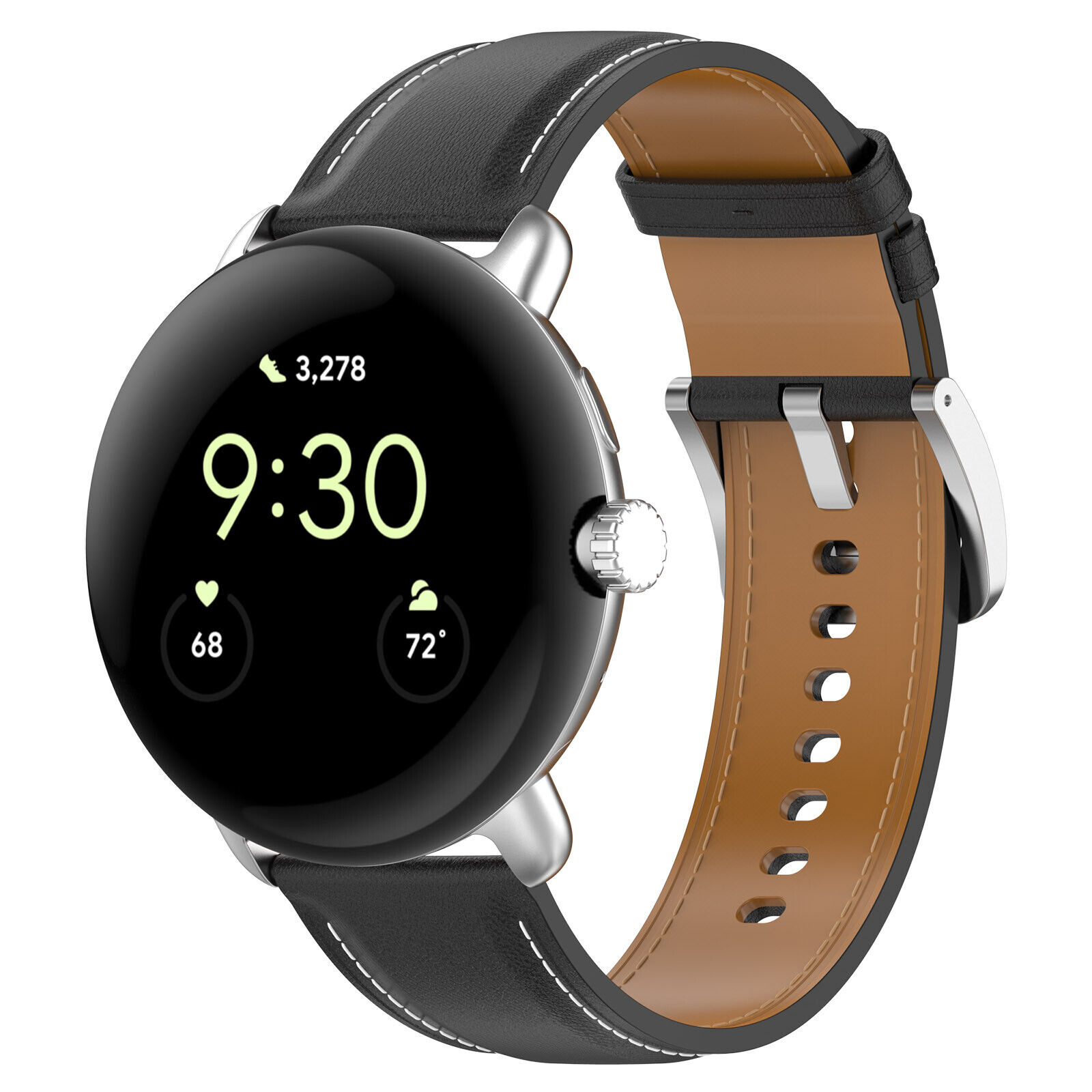 Strap-it Google Pixel Watch 3 - 41mm leren bandje (zwart)