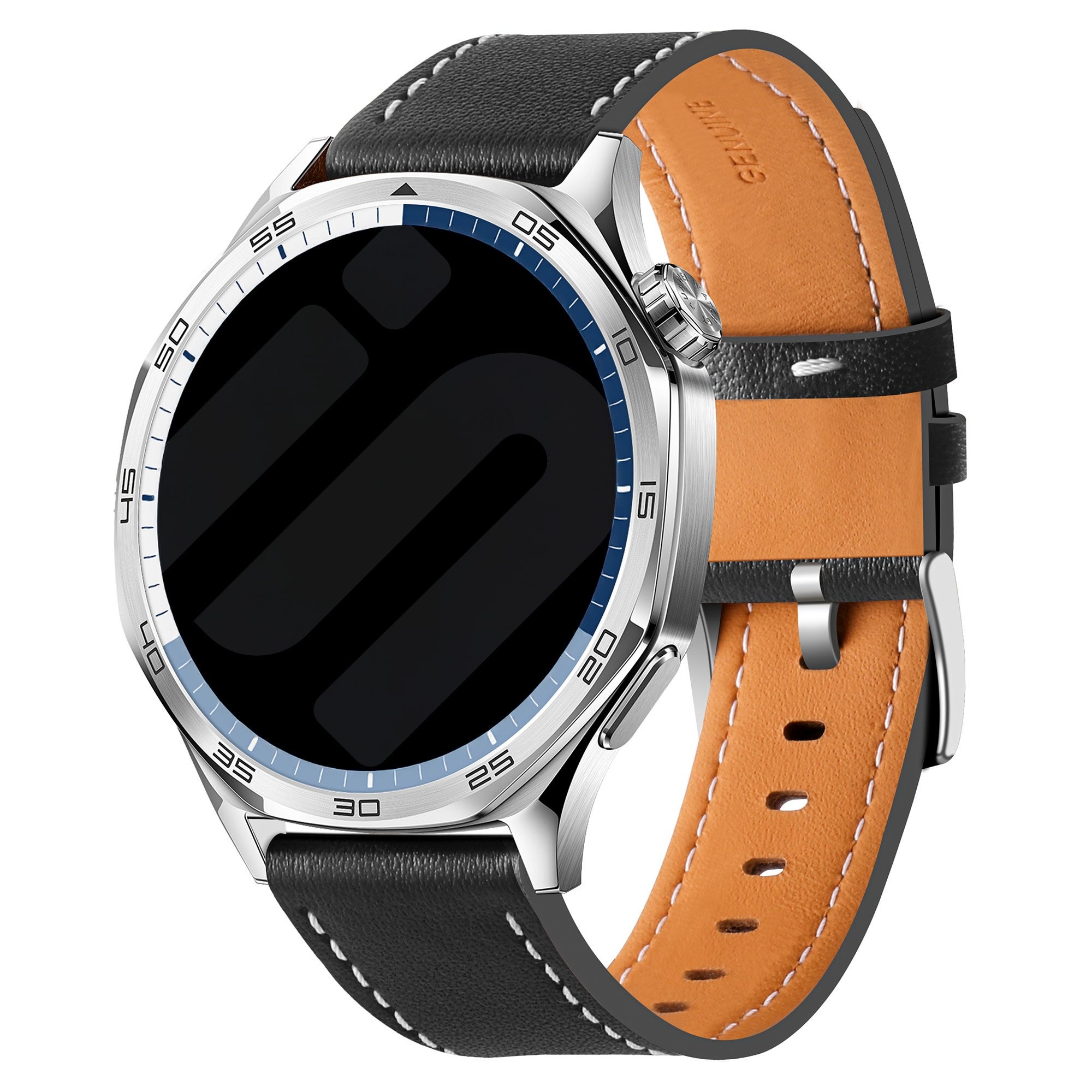 Strap-it Amazfit GTR 3 (Pro) 'one push' leren bandje (zwart)