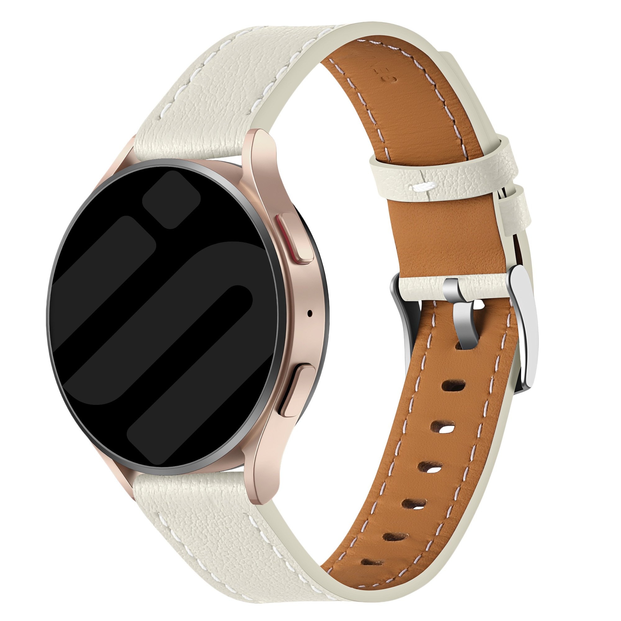 Strap-it Amazfit GTS 3 'one push' leren bandje (beige)