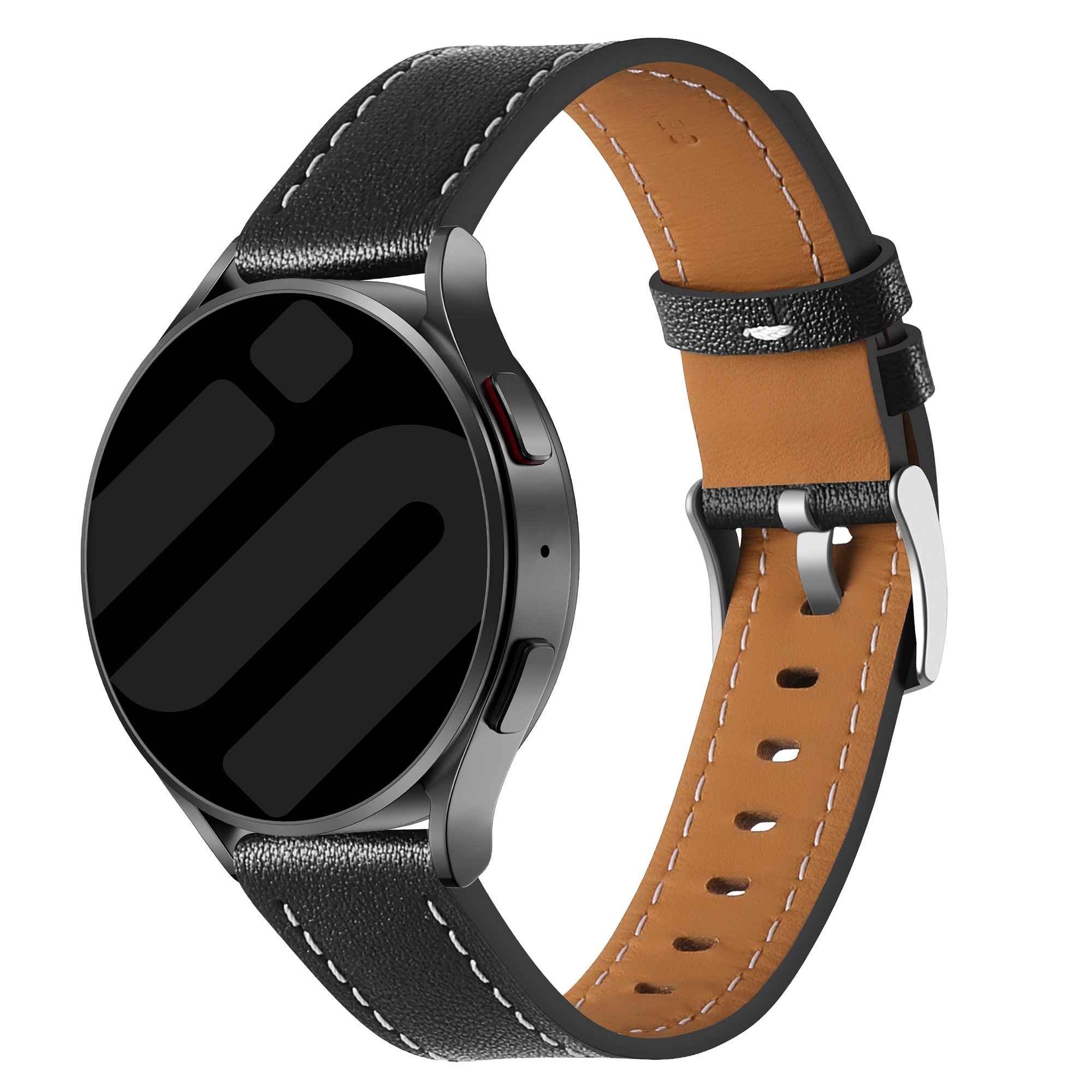 Strap-it Amazfit GTS 2 'one push' leren bandje (zwart)