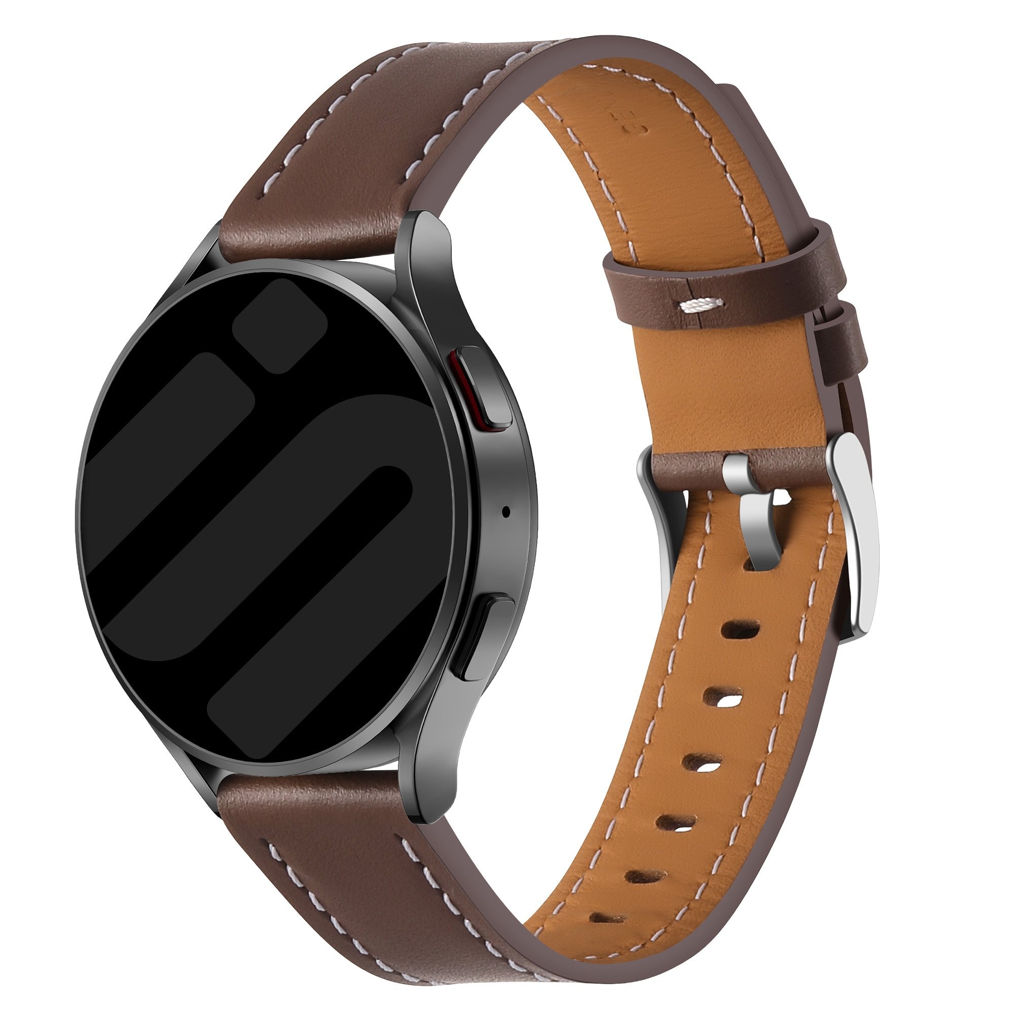 Strap-it Amazfit GTS 2 'one push' leren bandje (donkerbruin)