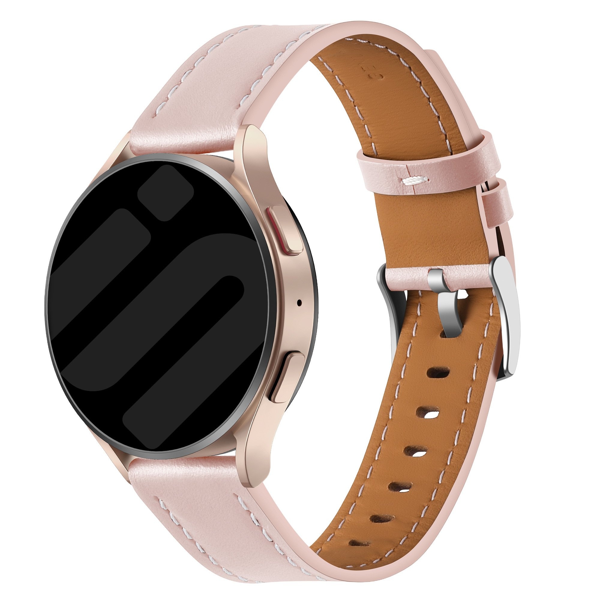 Strap-it Amazfit Active 'one push' leren bandje (lichtroze)