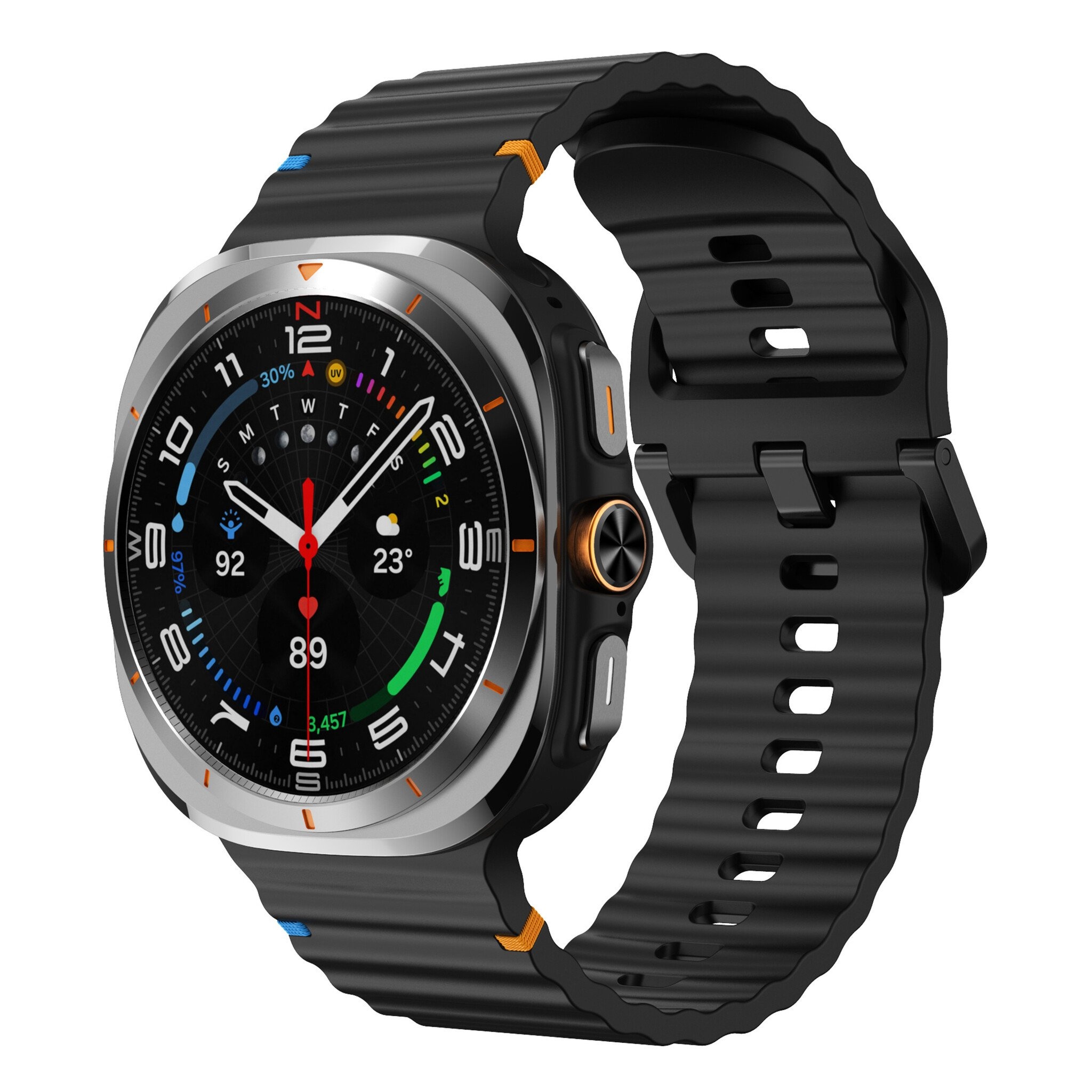 Strap-it Samsung Galaxy Watch Ultra 2025 wave siliconen bandje (zwart)
