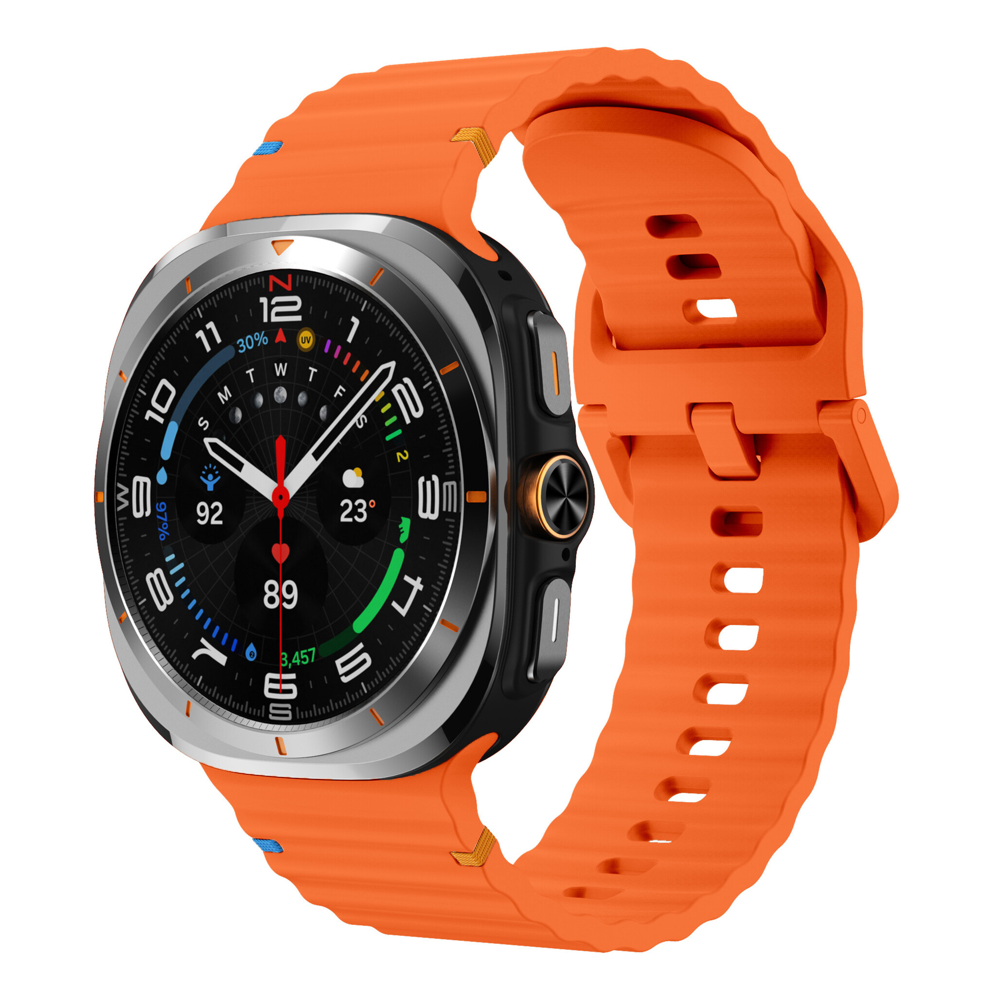 Strap-it Samsung Galaxy Watch Ultra 2025 wave siliconen bandje (oranje)