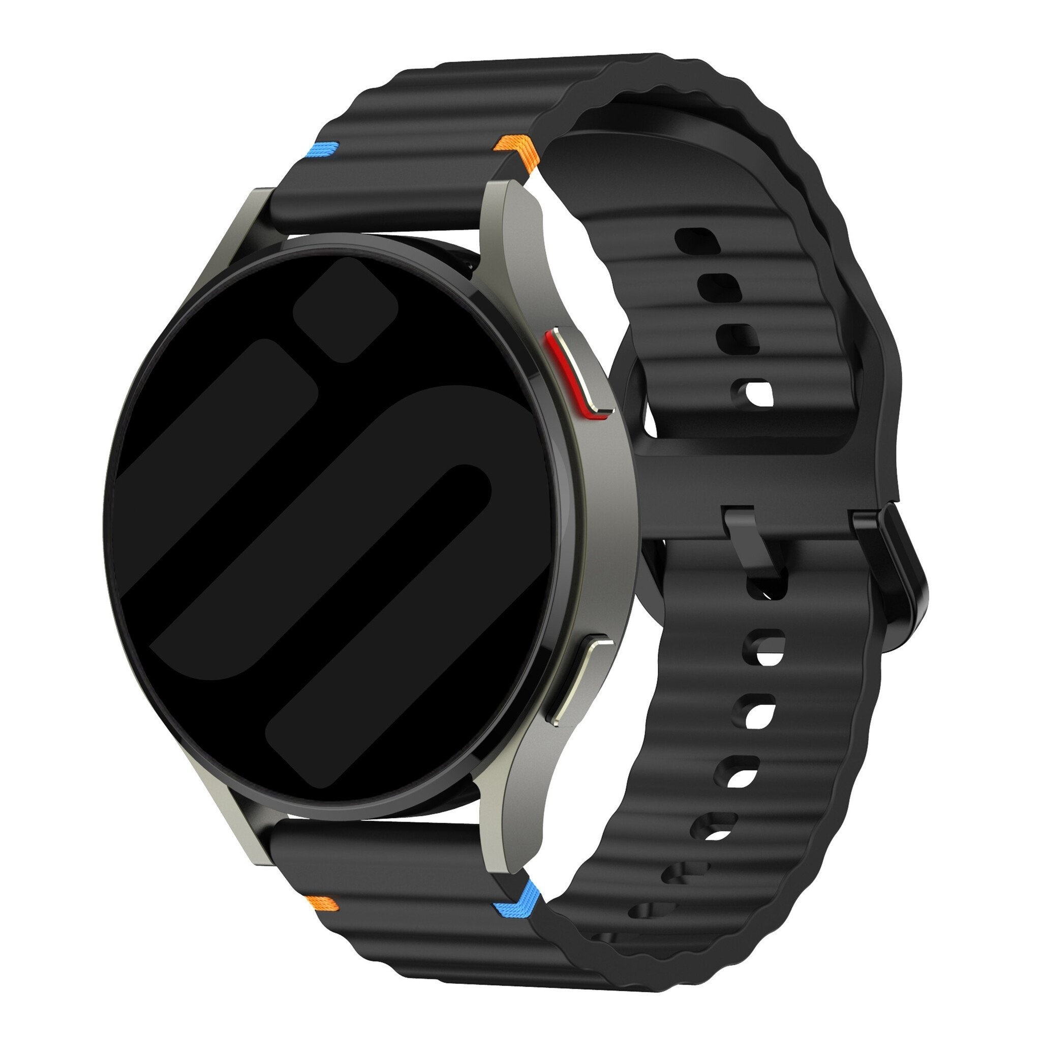 Strap-it Huawei Watch GT 5 Pro - 46mm wave siliconen bandje (zwart)