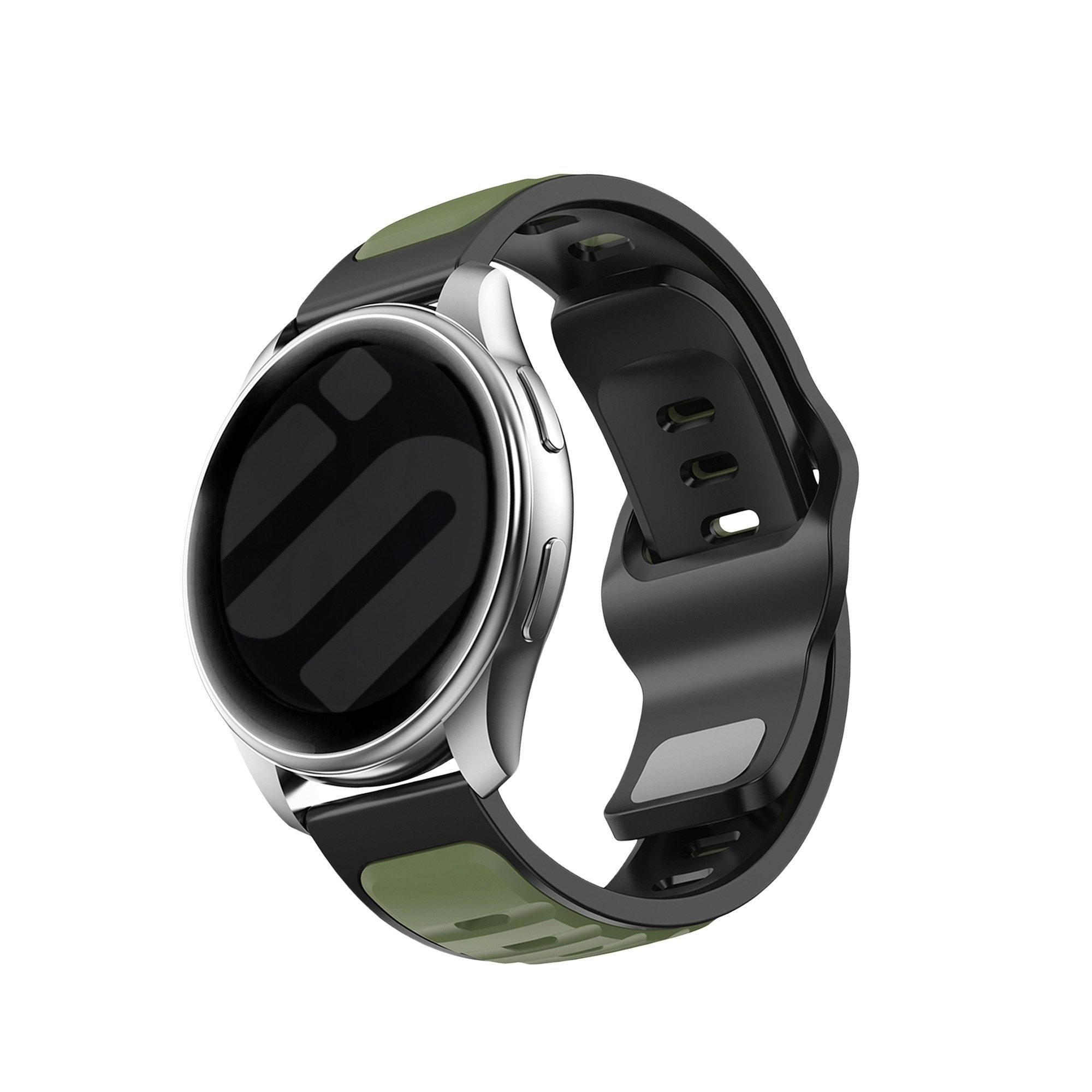 Strap-it Huawei Watch GT 3 46mm outdoor duo siliconen bandje (groen/zwart)