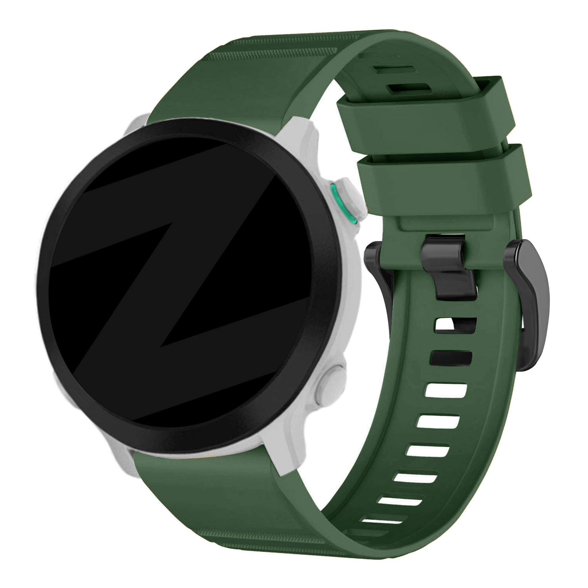 Bandz Garmin Fenix 8 - 51mm siliconen band met gesp (donkergroen)