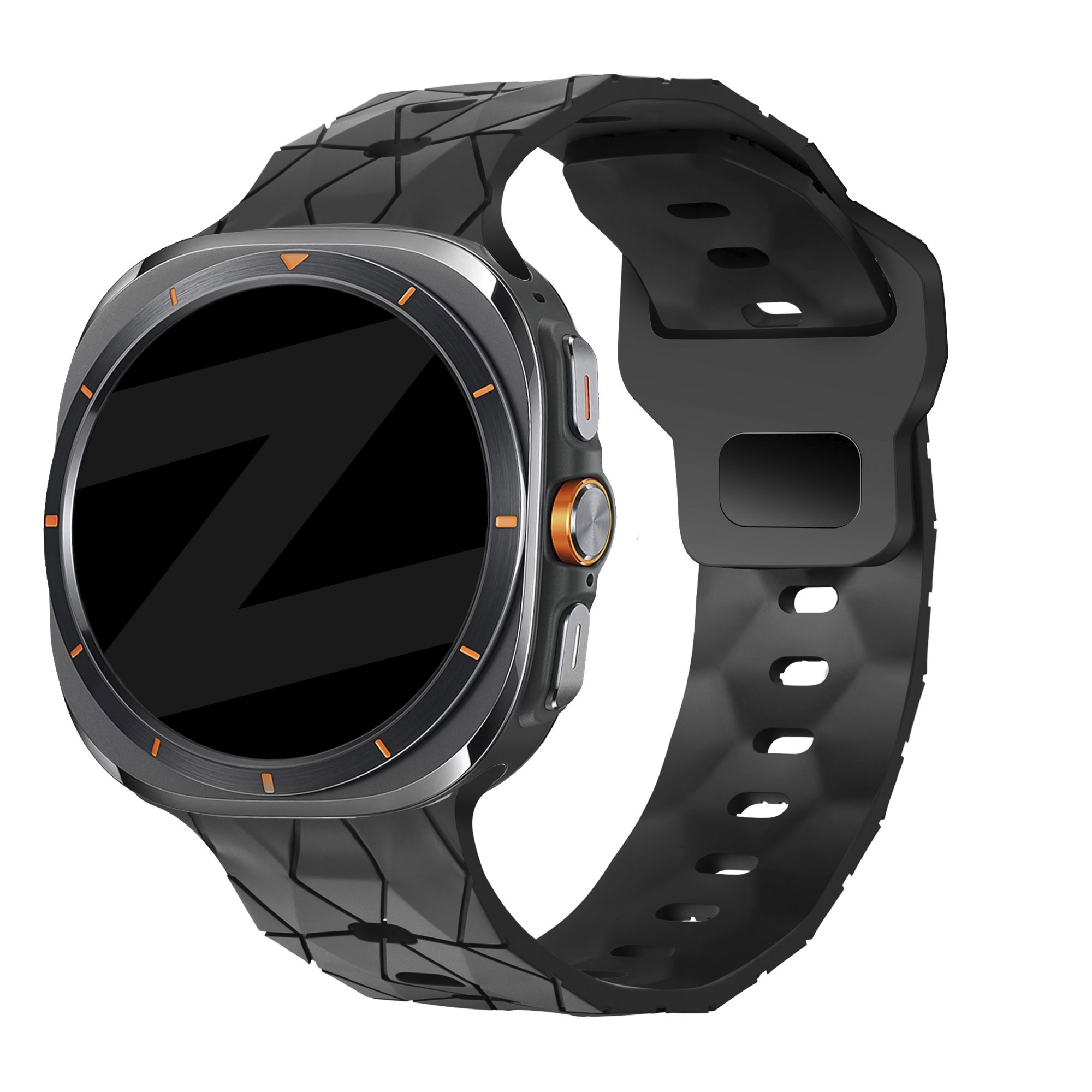 Bandz Samsung Galaxy Watch Ultra 2025 siliconen band 'Hexagons' (zwart)