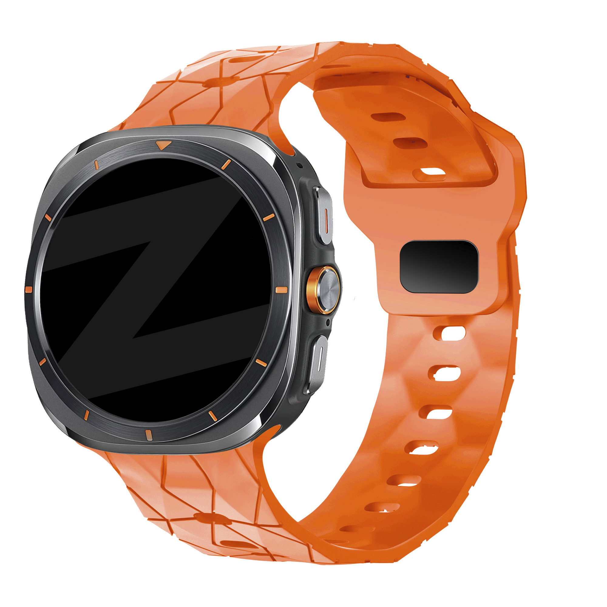 Bandz Samsung Galaxy Watch Ultra 2025 siliconen band 'Hexagons' (oranje)