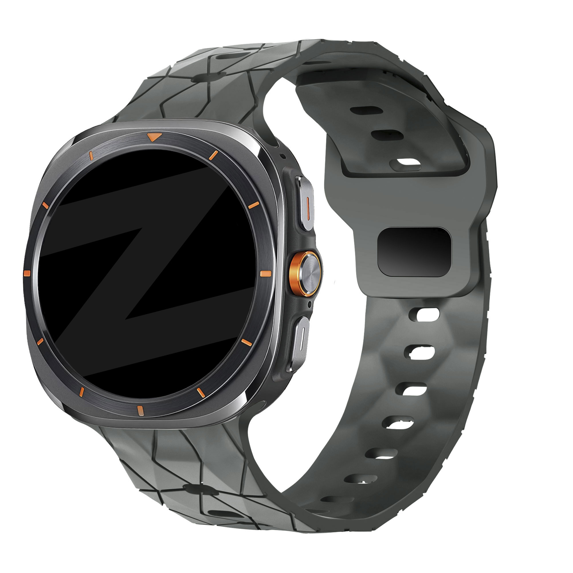 Bandz Samsung Galaxy Watch Ultra 2025 siliconen band 'Hexagons' (donkergrijs)