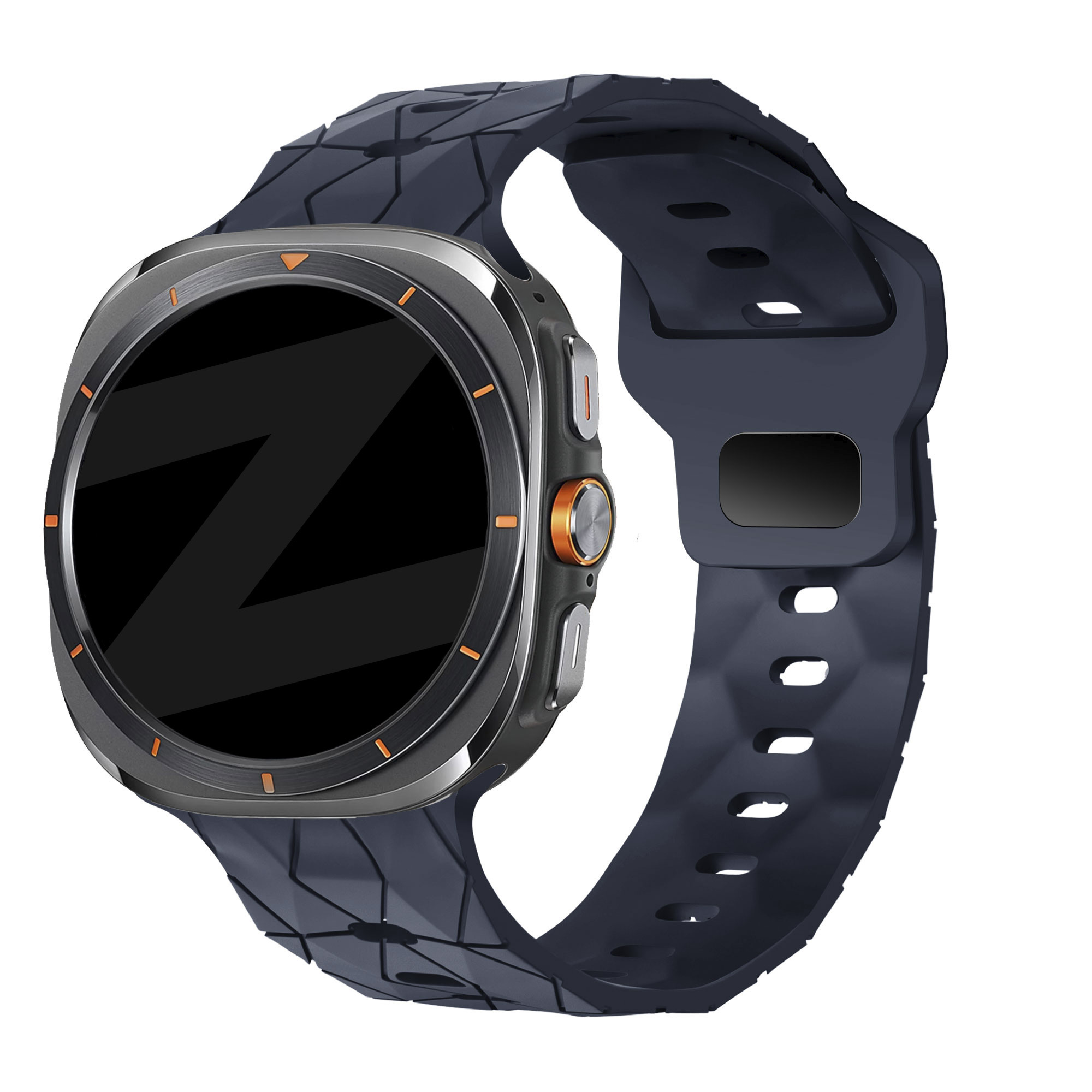 Bandz Samsung Galaxy Watch Ultra 2025 siliconen band 'Hexagons' (donkerblauw)