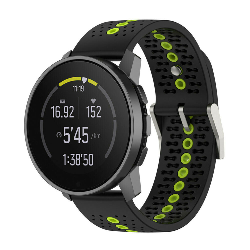 Strap-it Suunto Run siliconen bandje (zwart/geel)