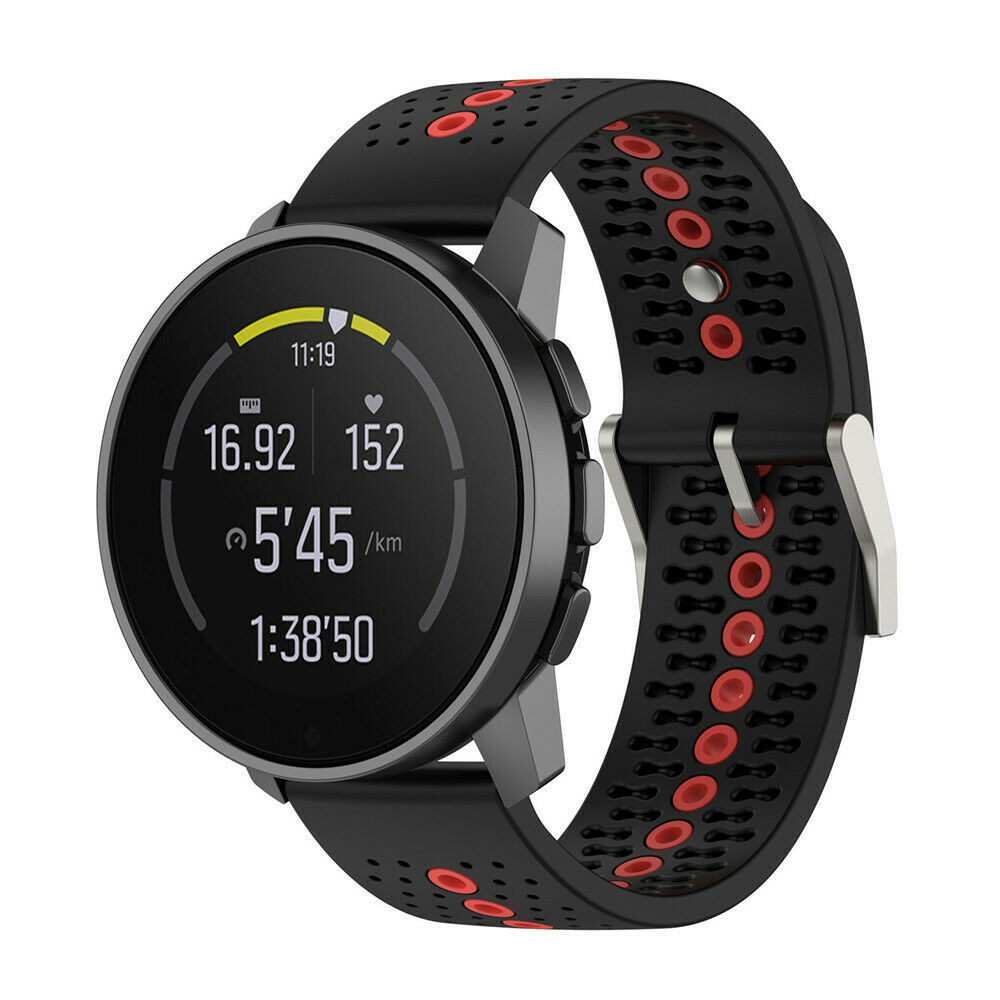 Strap-it Suunto Run siliconen bandje (zwart/rood)