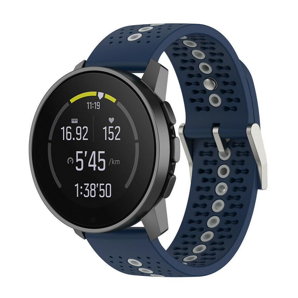 Strap-it Suunto Run siliconen bandje (blauw/grijs)