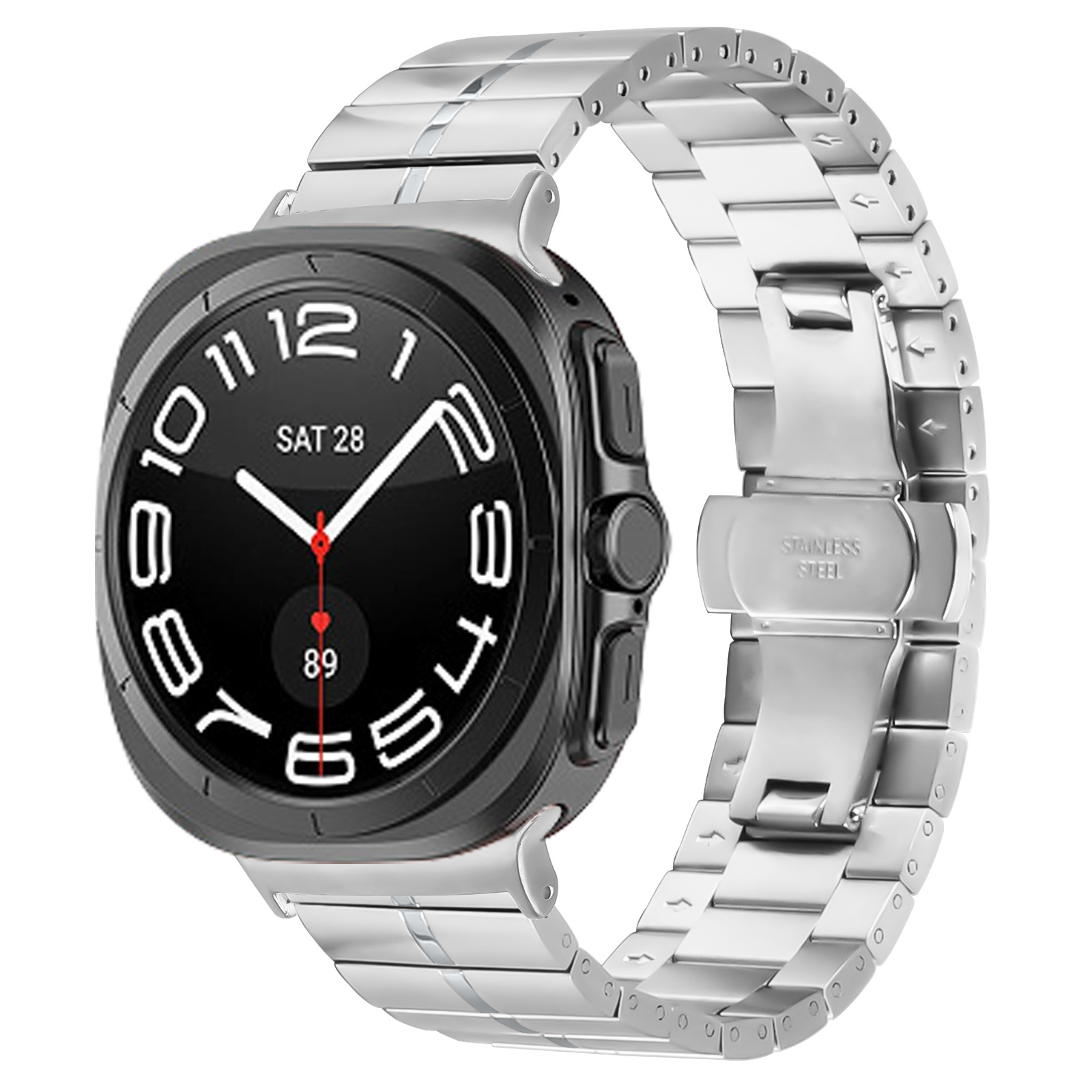 Strap-it Samsung Galaxy Watch Ultra 2025 luxe metalen band (zilver)