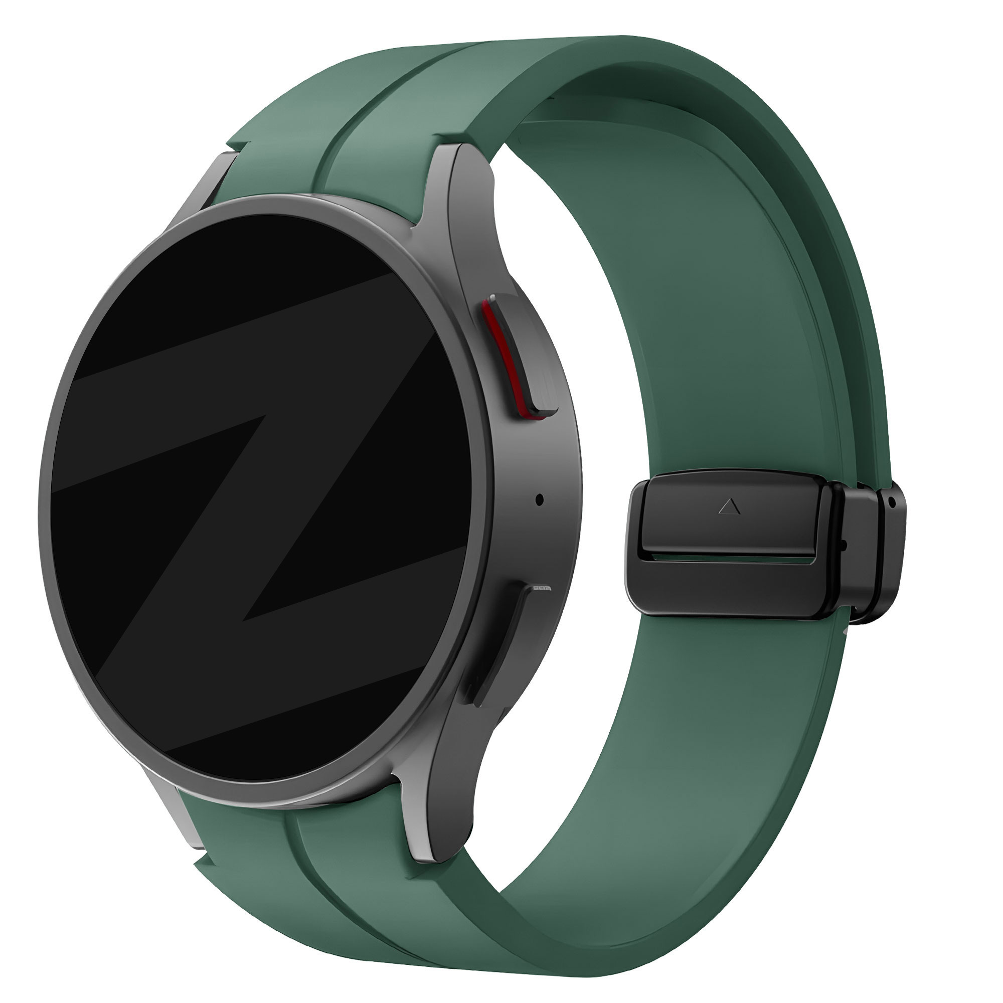 Bandz Samsung Galaxy Watch FE siliconen band met D-Buckle (donkergroen)