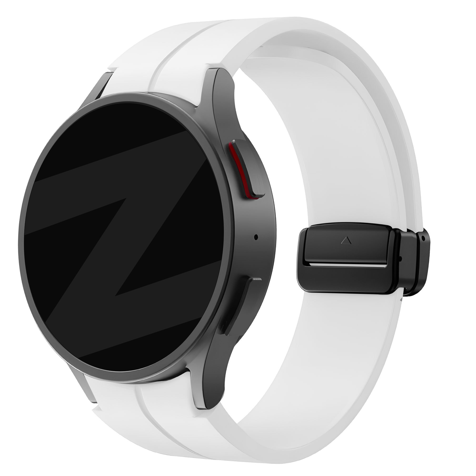 Bandz Samsung Galaxy Watch FE siliconen band met D-Buckle (wit)