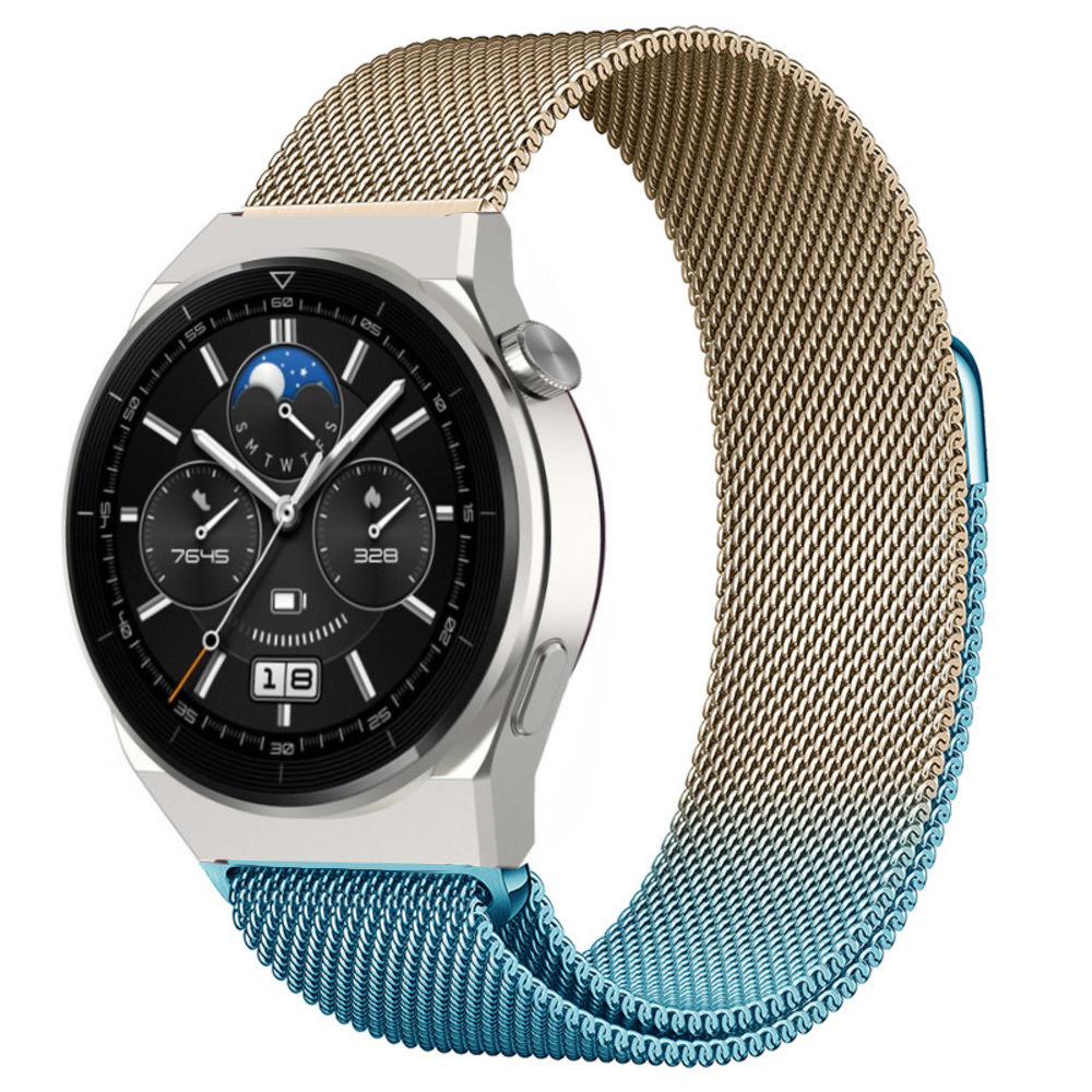 Strap-it Huawei Watch GT 3 Pro 46mm Milanese band (blauw/goud)