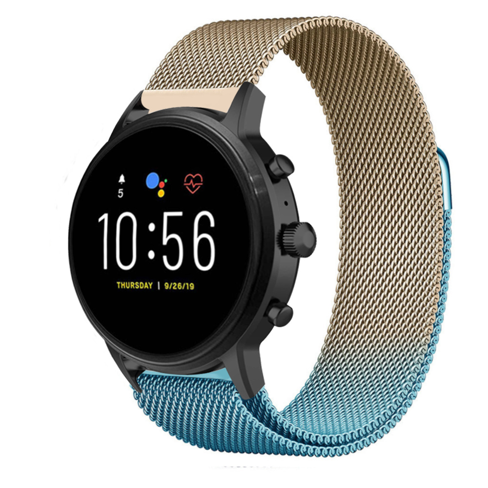 Strap-it Fossil Gen 5 Milanese band (blauw/goud