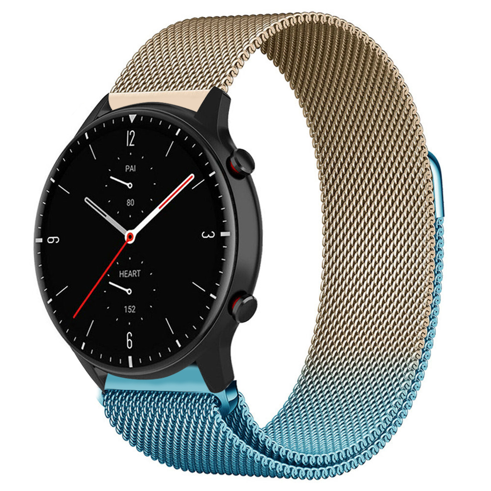 Strap-it Amazfit GTR 2 Milanese band (blauw/goud)