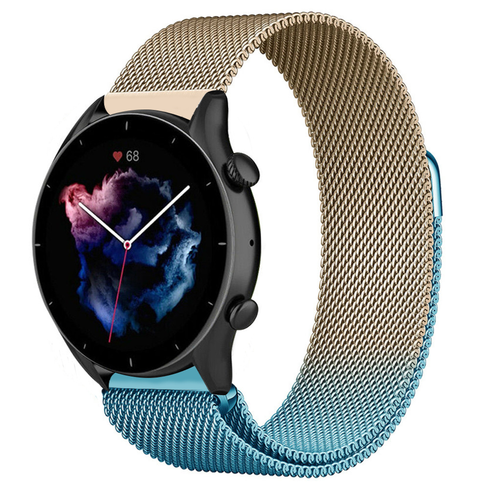 Strap-it Amazfit GTR 3 (Pro) Milanese band (blauw/goud)