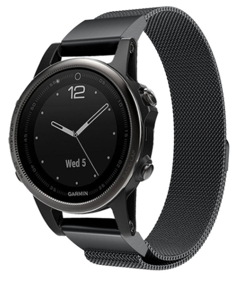Strap-it Garmin Fenix 8 - 43mm Milanese band (zwart)