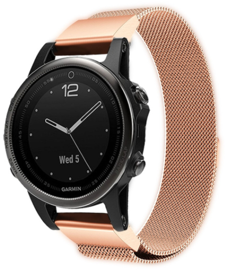 Strap-it Garmin Fenix 8 - 43mm Milanese band (rosé goud)
