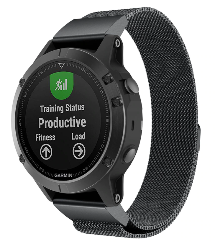 Strap-it Garmin Quatix 5 / 6 / 7 Milanese band (zwart)