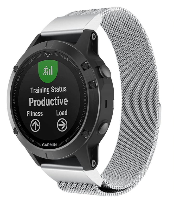 Strap-it Garmin Quatix 5 / 6 / 7 Milanese band (zilver)