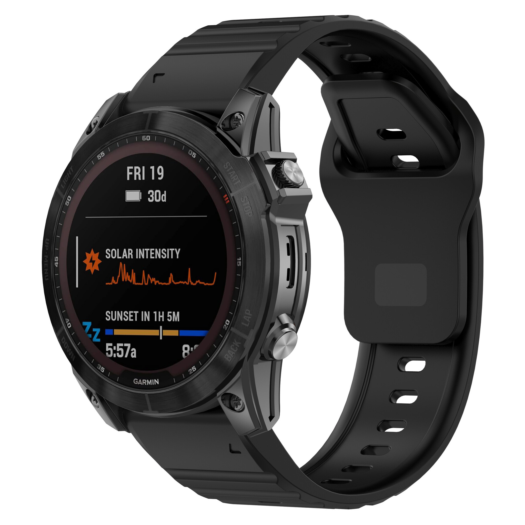 Strap-it Garmin Fenix 7x outdoor siliconen band (zwart)