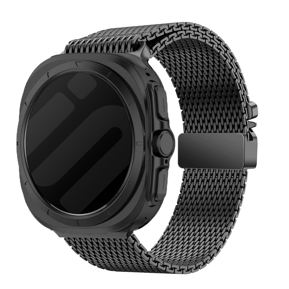 Strap-it Samsung Galaxy Watch Ultra Milanese band met P-buckle (zwart)