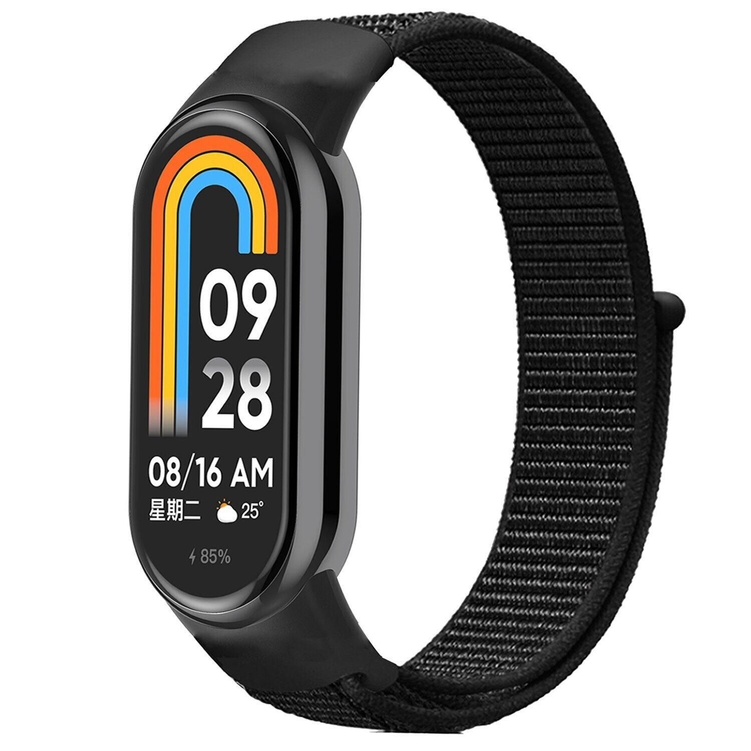 Strap-it Xiaomi Smart Band 10 nylon bandje (zwart)