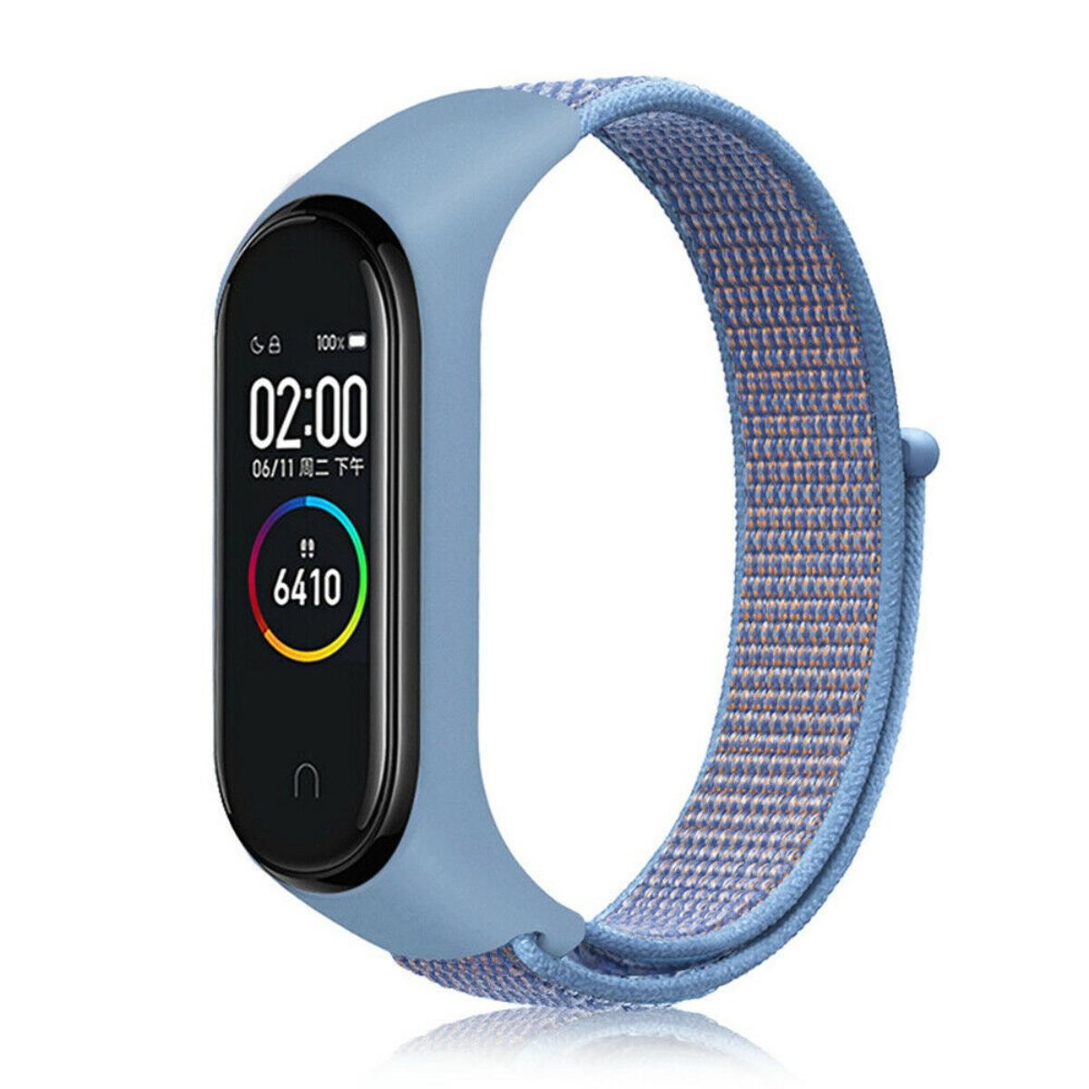 Strap-it Xiaomi Mi Band 3 / 4 nylon bandje (lichtblauw)