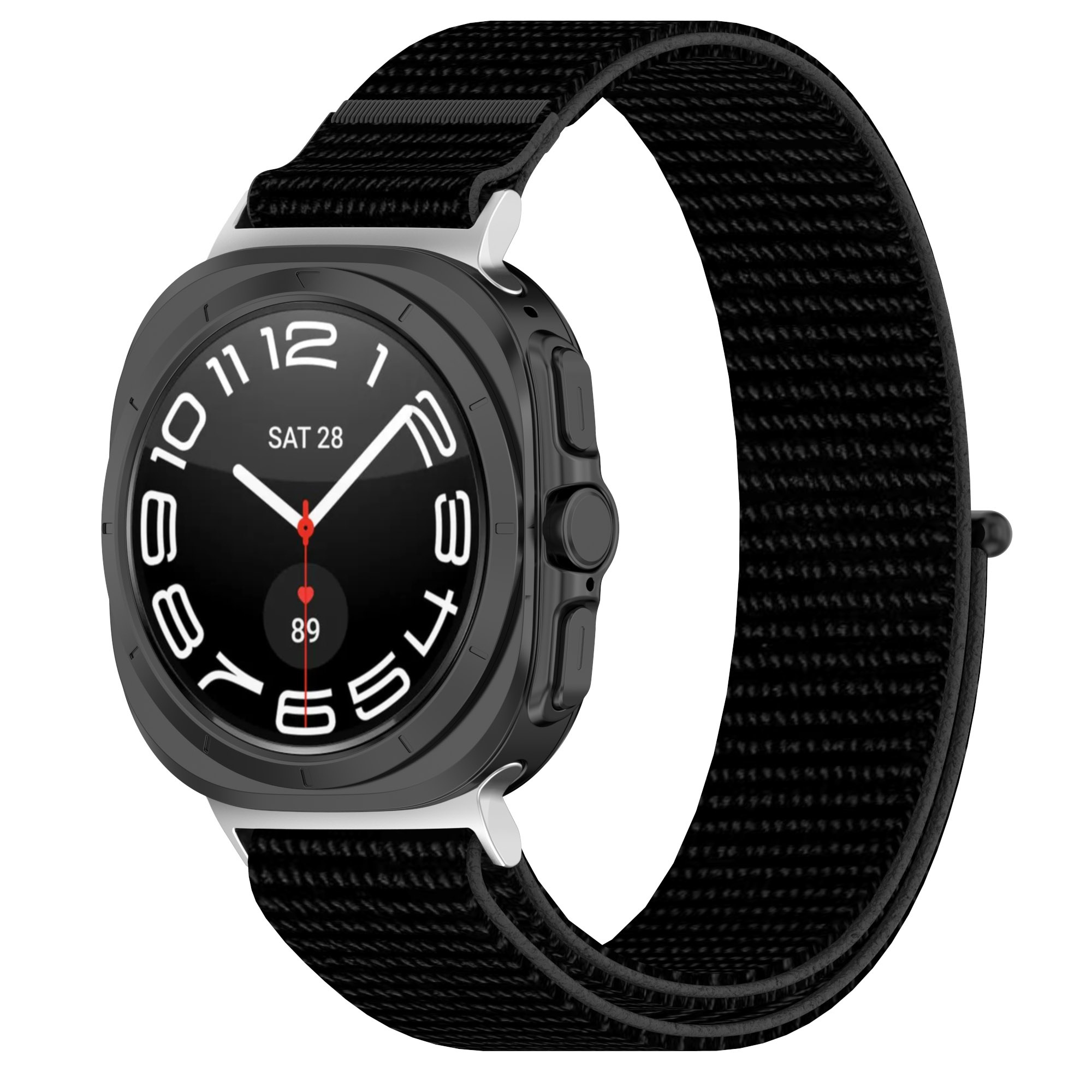 Strap-it Samsung Galaxy Watch Ultra 2025 nylon band (zwart)