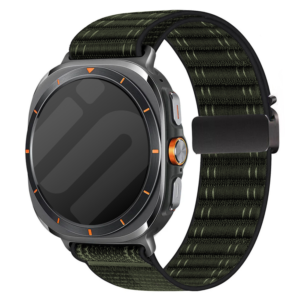Strap-it Samsung Galaxy Watch Ultra 2025 Wave nylon band met P-buckle (groen)