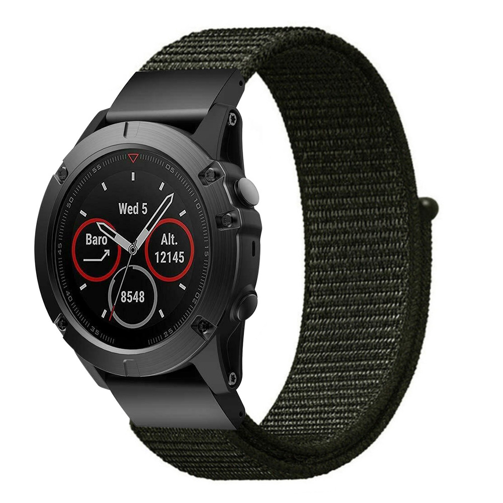 Strap-it Garmin Quatix 3 / 6x / 7x Solar nylon band (legergroen)