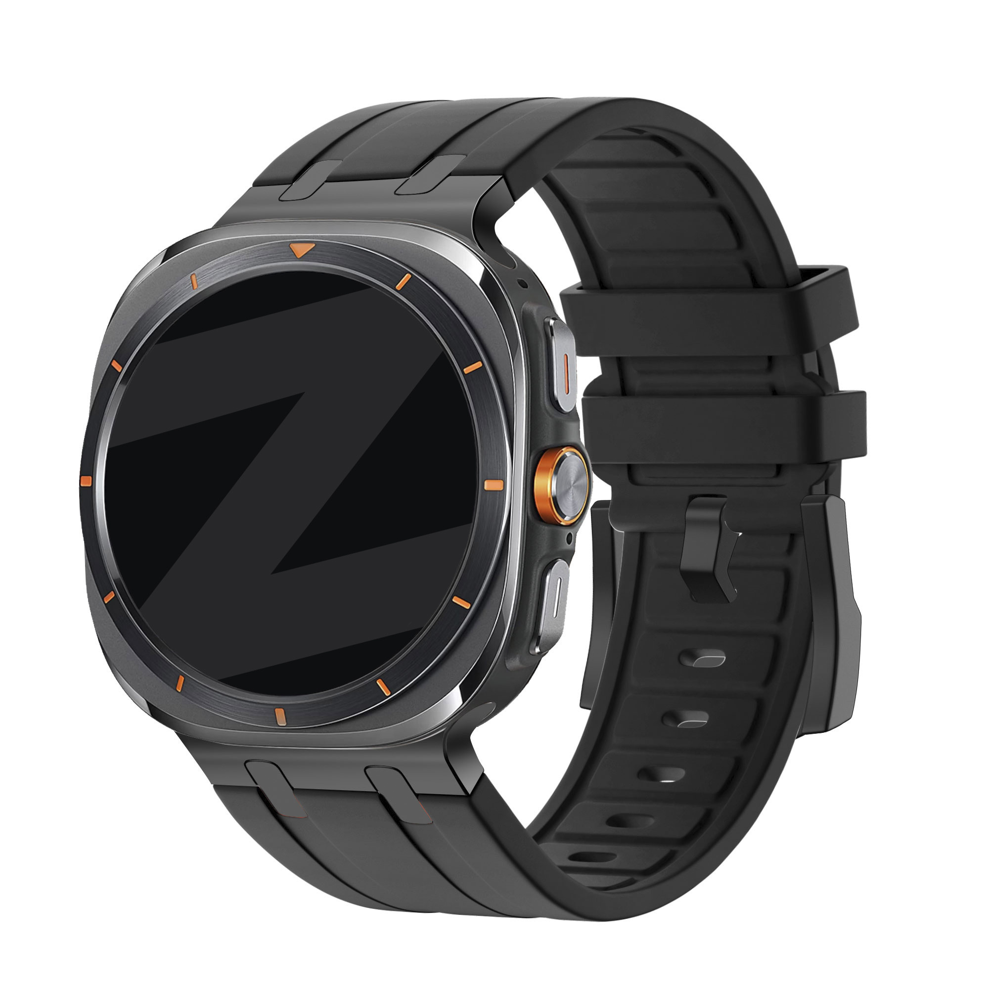 Bandz Samsung Galaxy Watch Ultra 2025 siliconen band 'Luxe Liquid' (zwart met zwart)