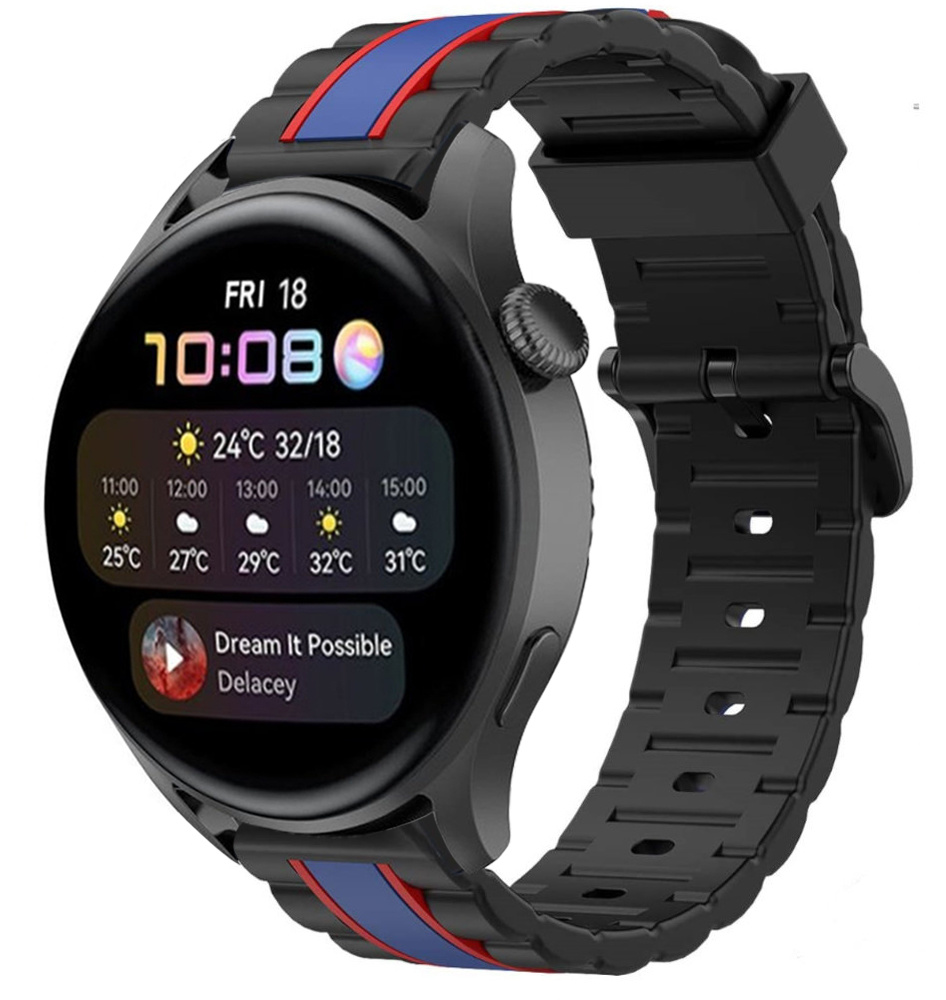 Strap-it Huawei Watch 3 (Pro) Special Edition band (zwart/blauw)
