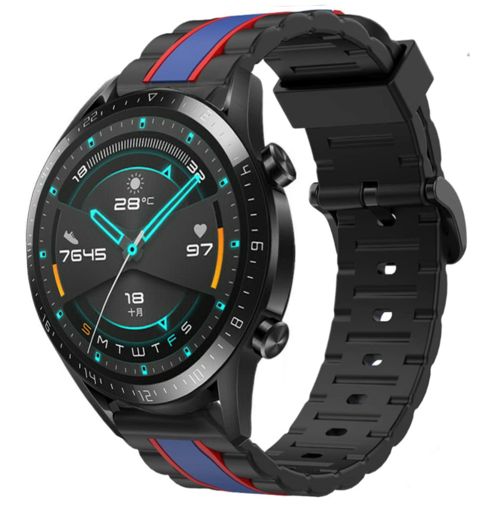 Strap-it Huawei Watch GT Special Edition Band (zwart/blauw)